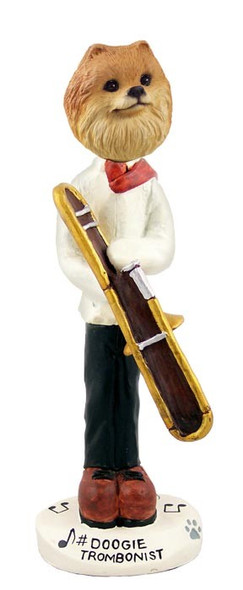 Red Pomeranian Trombonist Doogie Collectible Dog Figurine