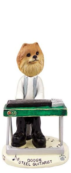 Red Pomeranian Steel Guitarist Doogie Collectible Dog Figurine