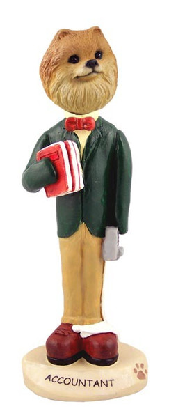 Red Pomeranian Male Accountant Doogie Collectible Dog Figurine