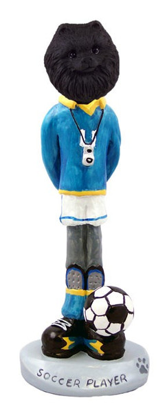Black Pomeranian Soccer Doogie Collectible Dog Figurine