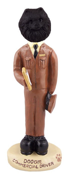 Black Pomeranian Commercial Driver Doogie Collectible Dog Figurine