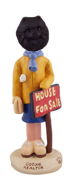 Black Pomeranian Female Realtor Doogie Collectible Dog Figurine