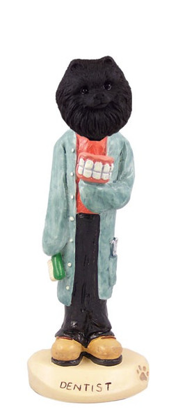 Black Pomeranian Dentist Doogie Collectible Dog Figurine