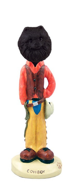Black Pomeranian Cowboy Doogie Collectible Dog Figurine