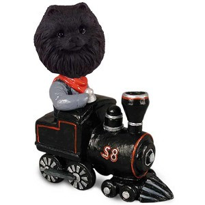 Black Pomeranian Train Doogie Collectible Dog Figurine