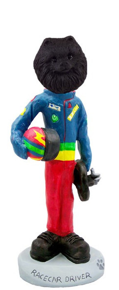 Black Pomeranian Racecar Driver Doogie Collectible Dog Figurine