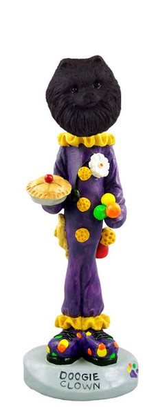 Black Pomeranian Clown Doogie Collectible Dog Figurine