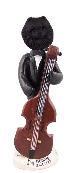 Black Pomeranian Bassist Doogie Collectible Dog Figurine