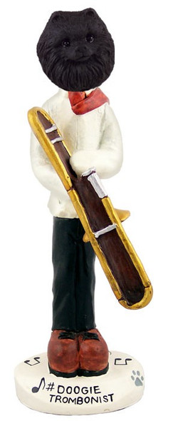 Black Pomeranian Trombonist Doogie Collectible Dog Figurine