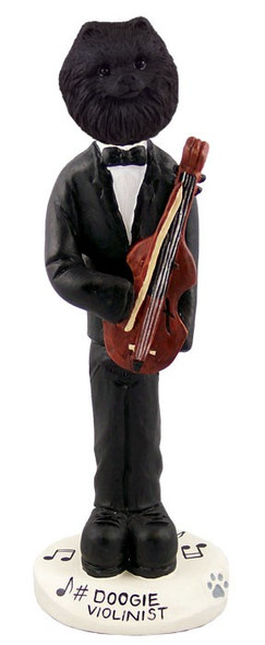 Black Pomeranian Violinist Doogie Collectible Dog Figurine