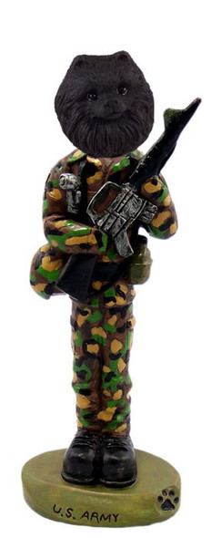 Black Pomeranian U S Army Doogie Collectible Dog Figurine