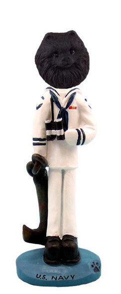 Black Pomeranian U S Navy Doogie Collectible Dog Figurine