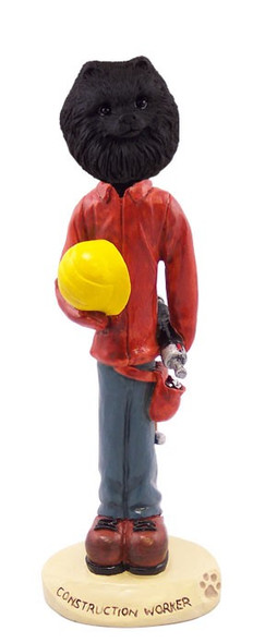 Black Pomeranian Construction Worker Doogie Collectible Dog Figurine