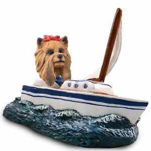 Yorkshire Terrier Sailboat Doogie Collectible Dog Figurine