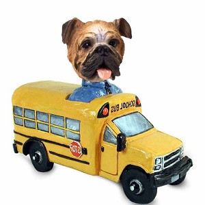 Bulldog School Bus Doogie Collectible Dog Figurine