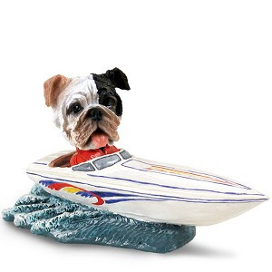 Brindle Bulldog Motorboat Doogie Collectible Dog Figurine