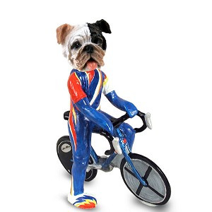 Brindle Bulldog Bicycle Doogie Collectible Dog Figurine