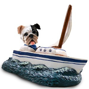 Brindle Bulldog Sailboat Doogie Collectible Dog Figurine