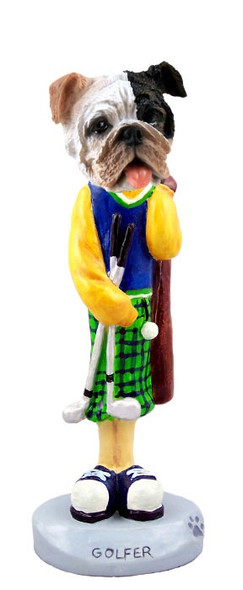 Brindle Bulldog Golf Doogie Collectible Dog Figurine