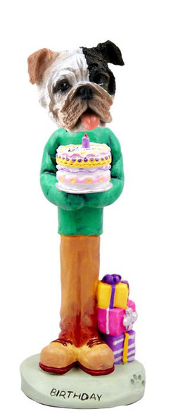 Brindle Bulldog Birthday Doogie Collectible Dog Figurine