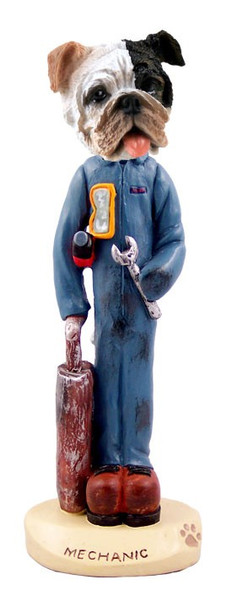 Brindle Bulldog Mechanic Doogie Collectible Dog Figurine