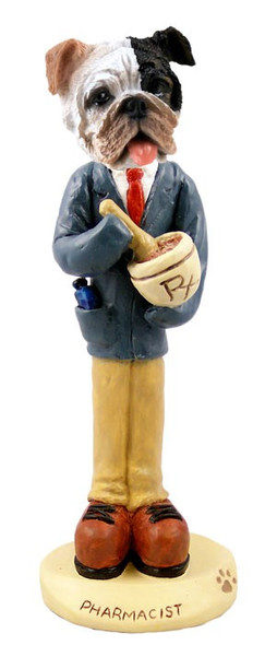 Brindle Bulldog Pharmacist Doogie Collectible Dog Figurine