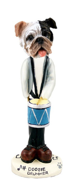 Brindle Bulldog Drummer Doogie Collectible Dog Figurine