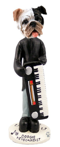 Brindle Bulldog Keyboardist Doogie Collectible Dog Figurine