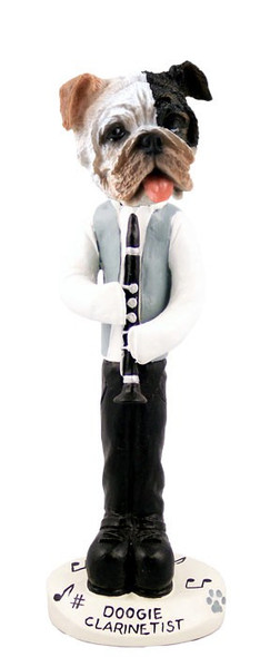 Brindle Bulldog Clarinetist Doogie Collectible Dog Figurine