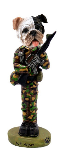Brindle Bulldog U S Army Doogie Collectible Dog Figurine