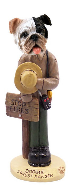 Brindle Bulldog Forest Ranger Doogie Collectible Dog Figurine