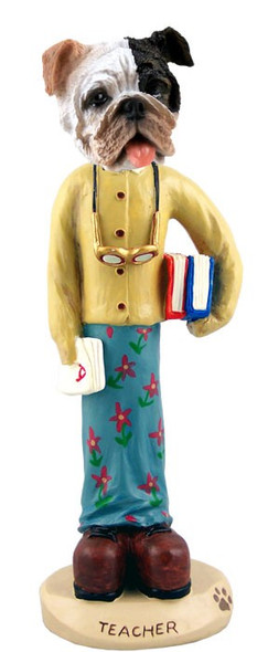 Brindle Bulldog Female Teacher Doogie Collectible Dog Figurine