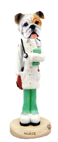 White Bulldog Nurse Doogie Collectible Dog Figurine