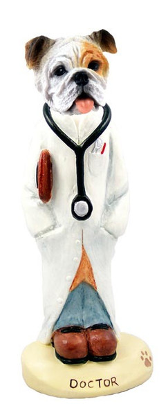 White Bulldog Doctor Doogie Collectible Dog Figurine