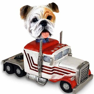 White Bulldog Truck Tractor Doogie Collectible Dog Figurine