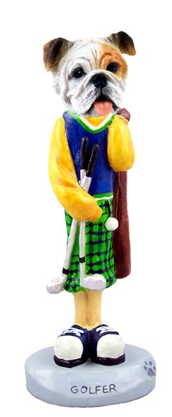 White Bulldog Golf Doogie Collectible Dog Figurine