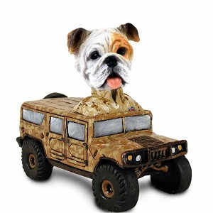 White Bulldog Hummer Doogie Collectible Dog Figurine