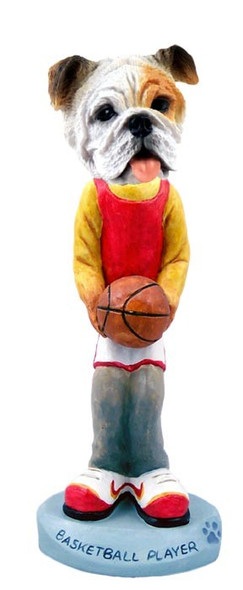 White Bulldog Basketball Doogie Collectible Dog Figurine