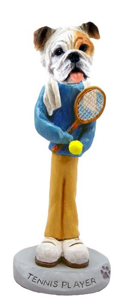 White Bulldog Tennis Player Doogie Collectible Dog Figurine