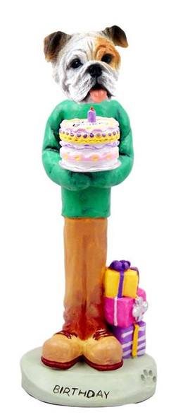 White Bulldog Birthday Doogie Collectible Dog Figurine