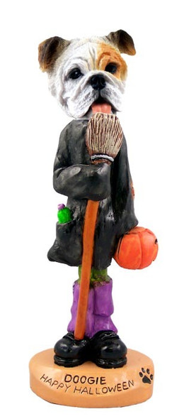White Bulldog Happy Halloween Doogie Collectible Dog Figurine