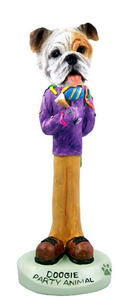 White Bulldog Party Animal Doogie Collectible Dog Figurine
