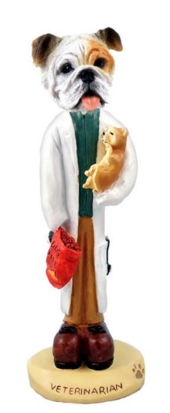 White Bulldog Veterinarian Doogie Collectible Dog Figurine