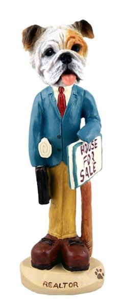 White Bulldog Male Realtor Doogie Collectible Dog Figurine