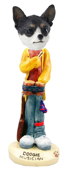 Black & White Chihuahua Musician Doogie Collectible Dog Figurine