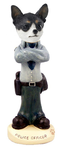 Black & White Chihuahua Police Doogie Collectible Dog Figurine