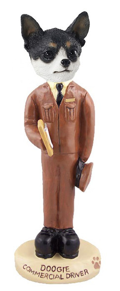 Black & White Chihuahua Commercial Driver Doogie Collectible Dog Figurine