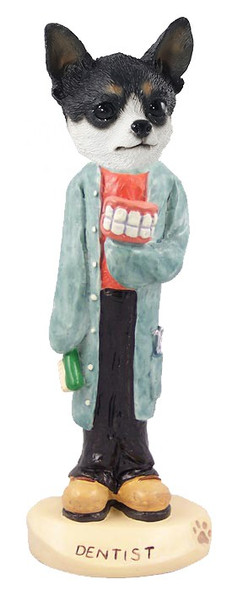 Black & White Chihuahua Dentist Doogie Collectible Dog Figurine