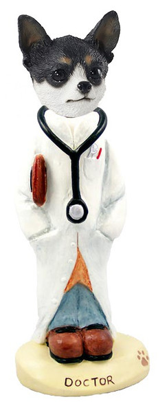 Black & White Chihuahua Doctor Doogie Collectible Dog Figurine