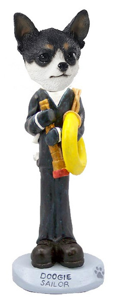 Black & White Chihuahua Sailor Doogie Collectible Dog Figurine